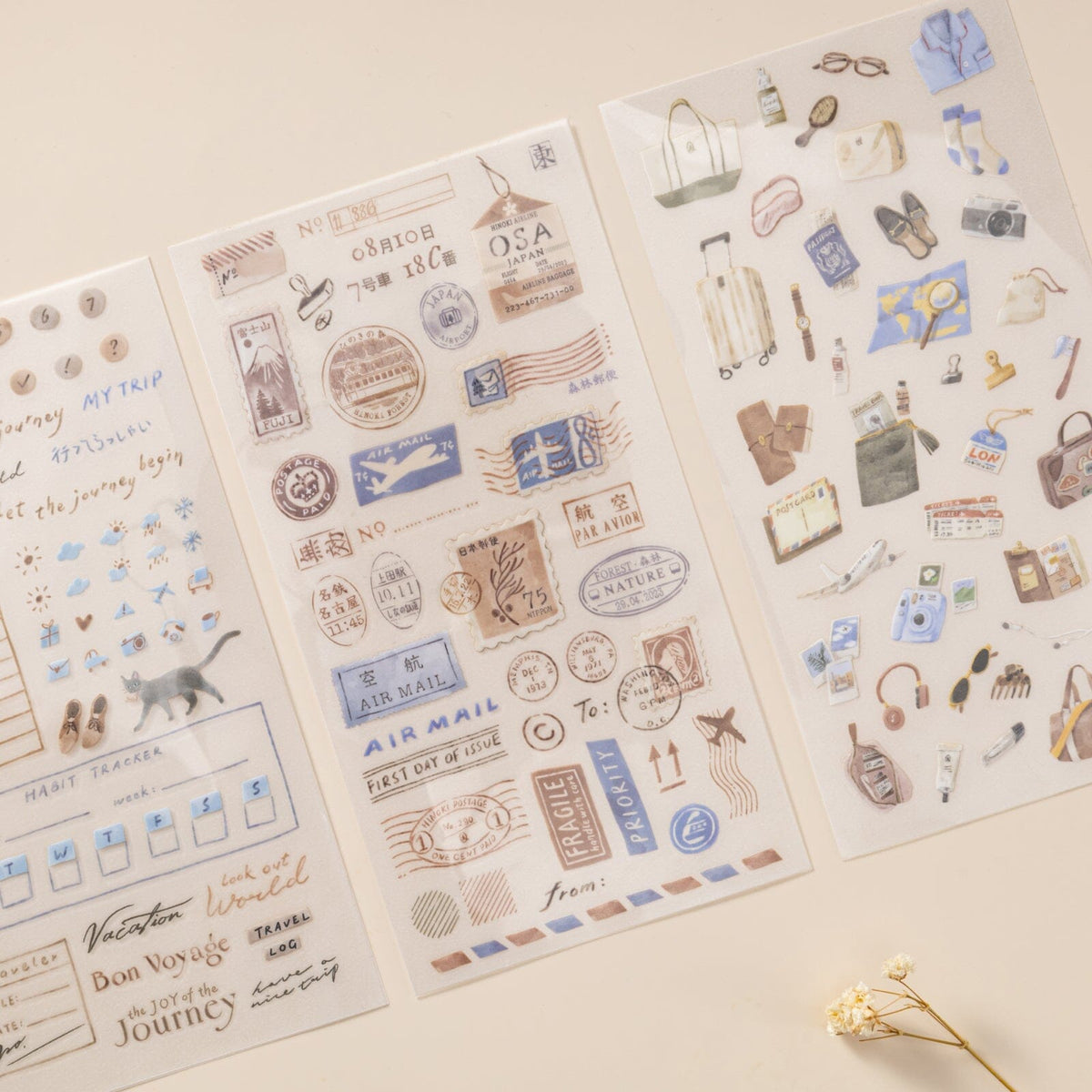 Hinoki - 'Travel Essentials' Print-On Sticker Set