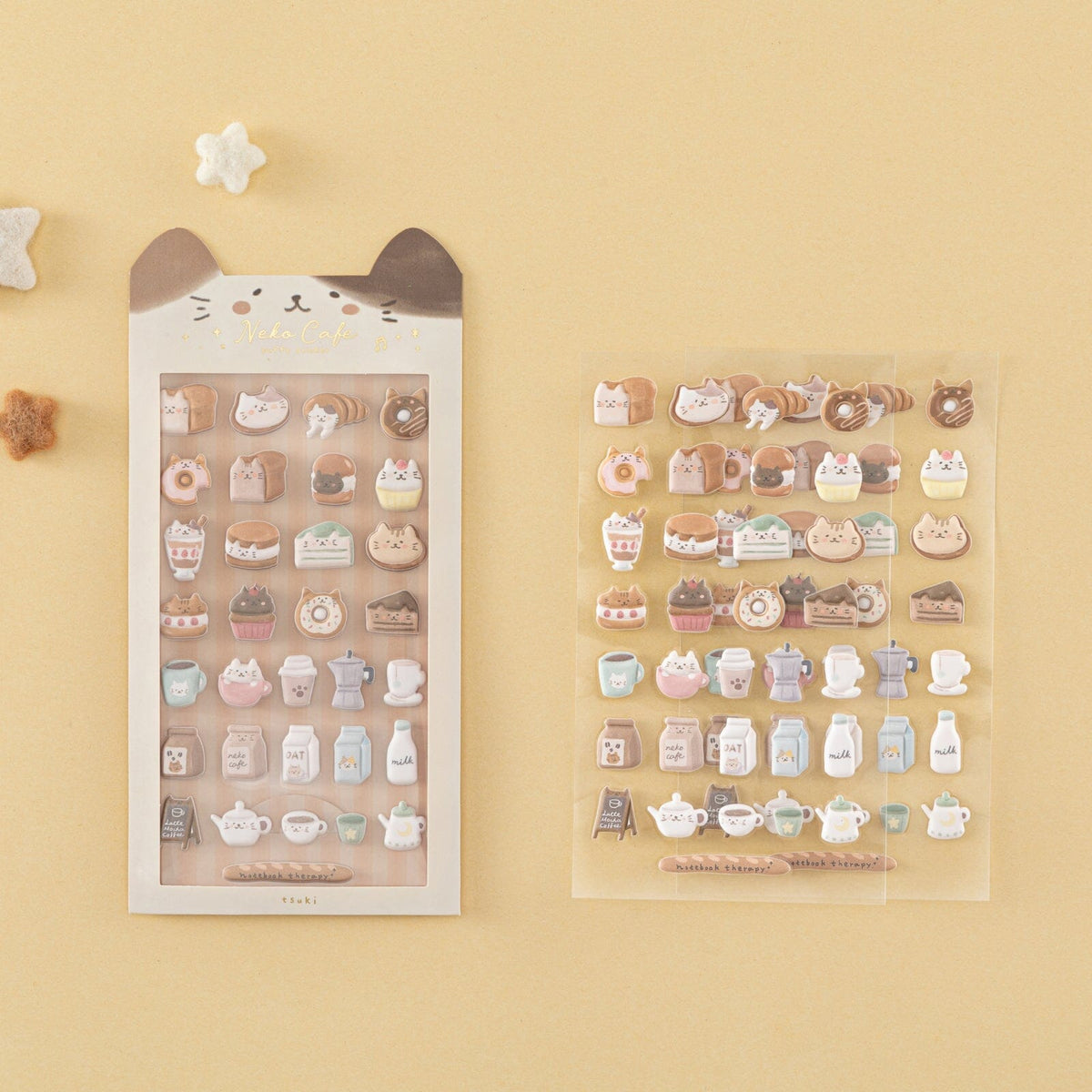 Tsuki 'Neko Cafe' 3D Puffy Sticker Set ☾