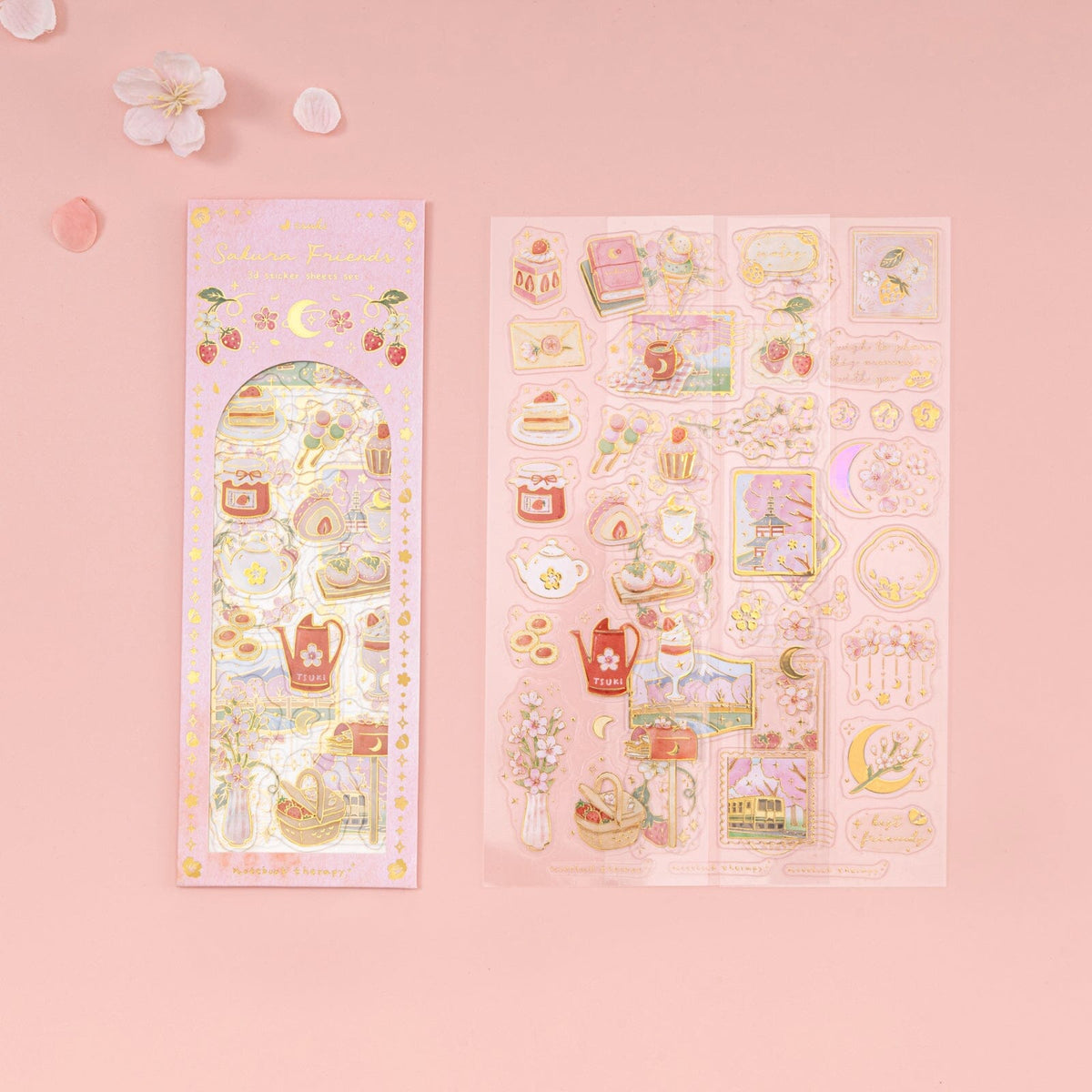 Tsuki 'Sakura Friends' 3D Holographic Sticker Set ☾