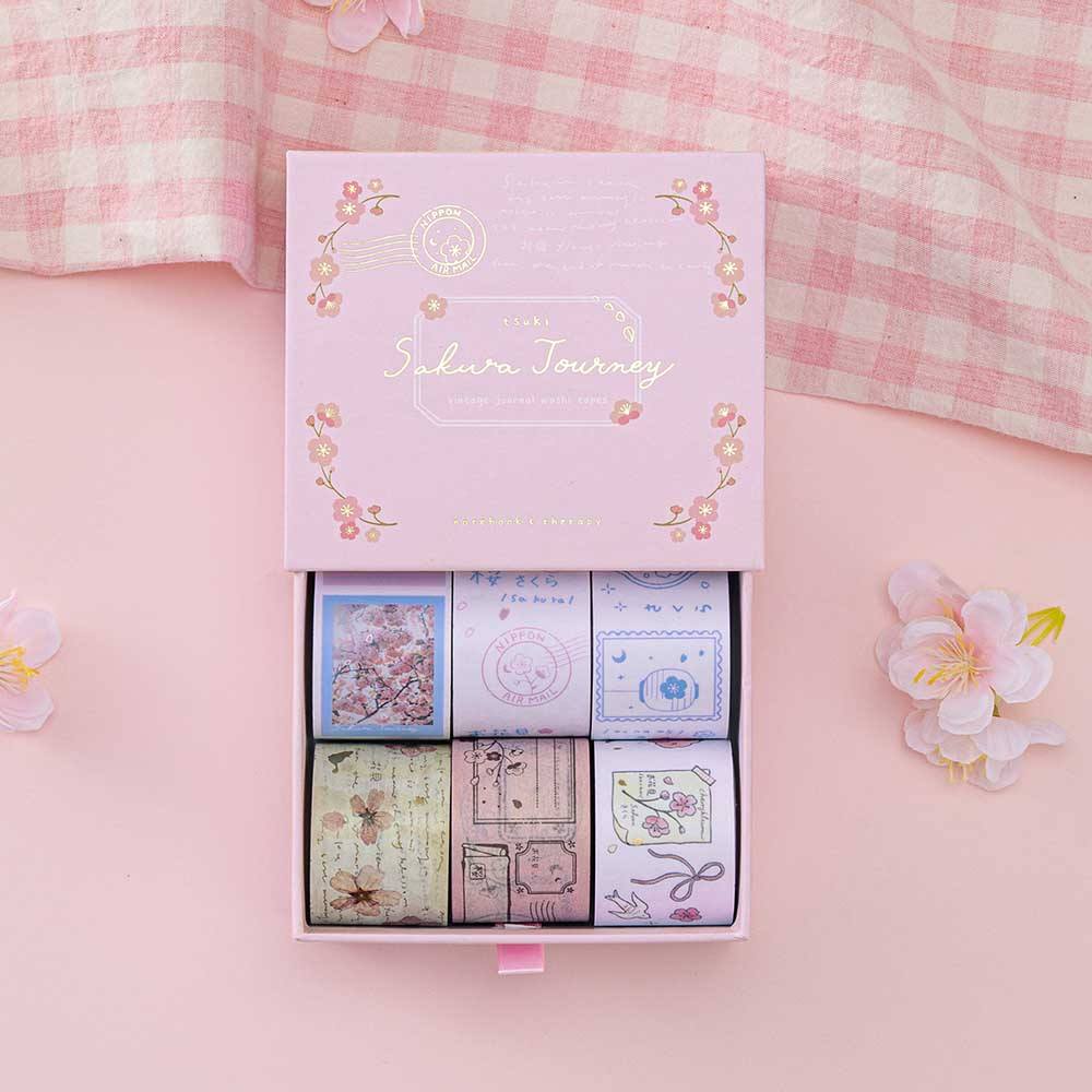 Tsuki 'Sakura Journey' Vintage Journal Washi Tape Set ☾
