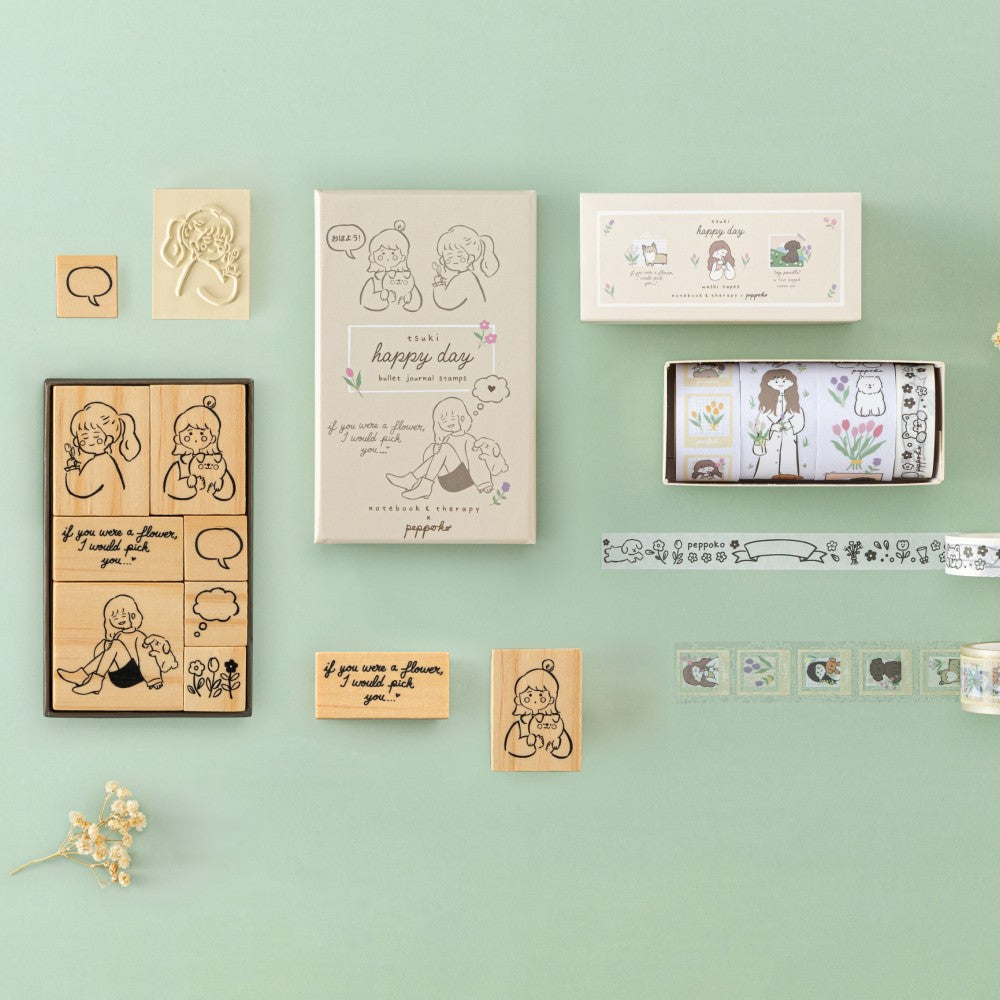 Tsuki 'Happy Day' Washi Tape Set by Notebook Therapy x Peppoko ☾