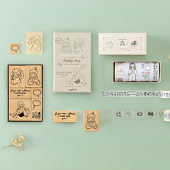 Tsuki 'Happy Day' Bullet Journal Stamp Set by Notebook Therapy x Peppoko ☾